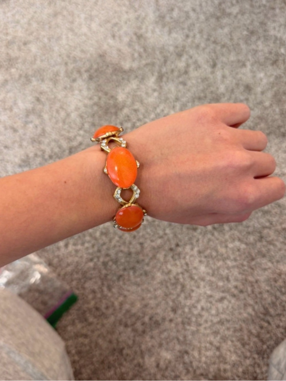 coral and gold stretch bracelet
